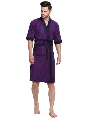 CREEVA Everyday Unisex Micro Terry Bathrobe Collection With kimono collar and 1 Pocket, 3/4 Sleeve Bath Robe Super Soft 