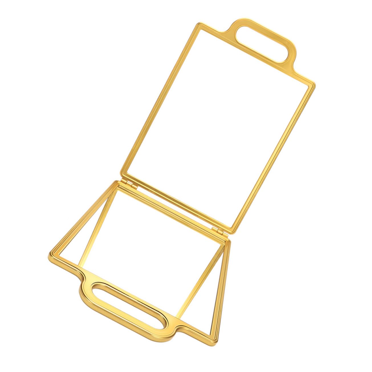 Healvian Faltbarer Doppelspiegel Gold Handspiegel Klappbar Leicht Tragbar Für Selbsthaarschnitt Styling Make-up Reise Kosmetikspiegel