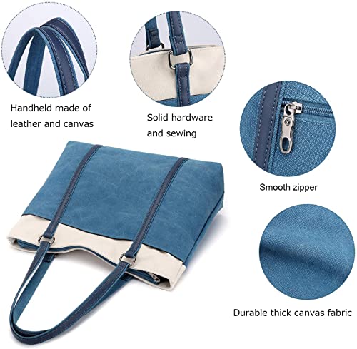 Bolso Tote para mujer grande de lona con múltiples bolsillos miniatura 6