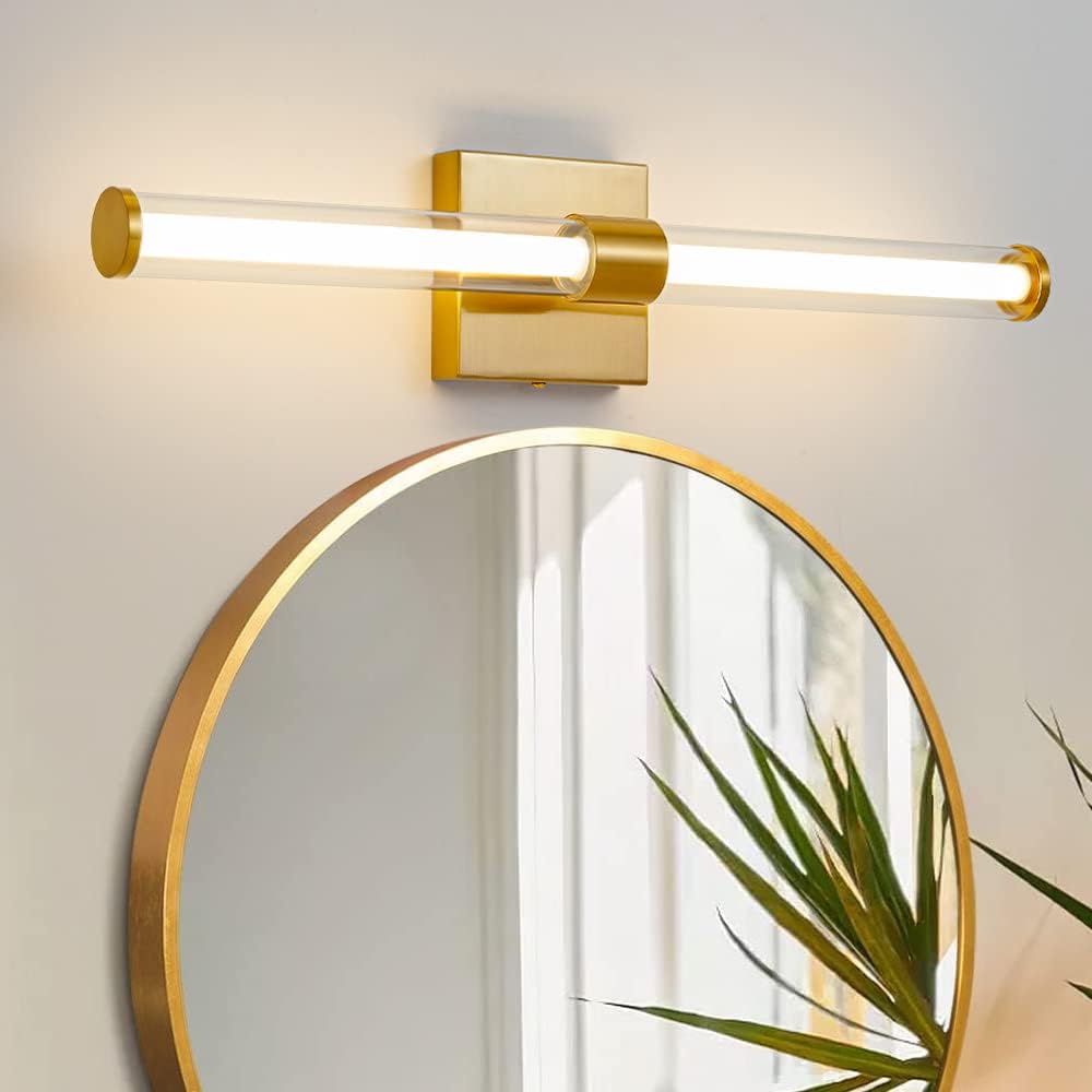 Bathroom Light Fixture Over Mirror 360° Full Lighting Gold Vanity Light Fixture 4000K 30.3 inch LED Dimmable Modern Vanity Light Bar for Bedroom Living Room Bathroom