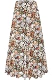 MJBGSHOW Womens Floral Long Skirts Chiffon Flowy Maxi Skirt High Waist Pleated Casual Boho Skirt A-Coffee Floral M