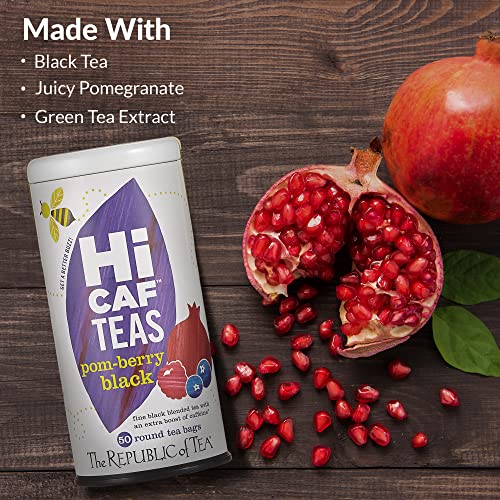 The Republic Of Tea Hicaf Pom-Berry Black Tea, 50 Tea Bags, High Caffeine Pomegranate Blueberry Tea #TOP2