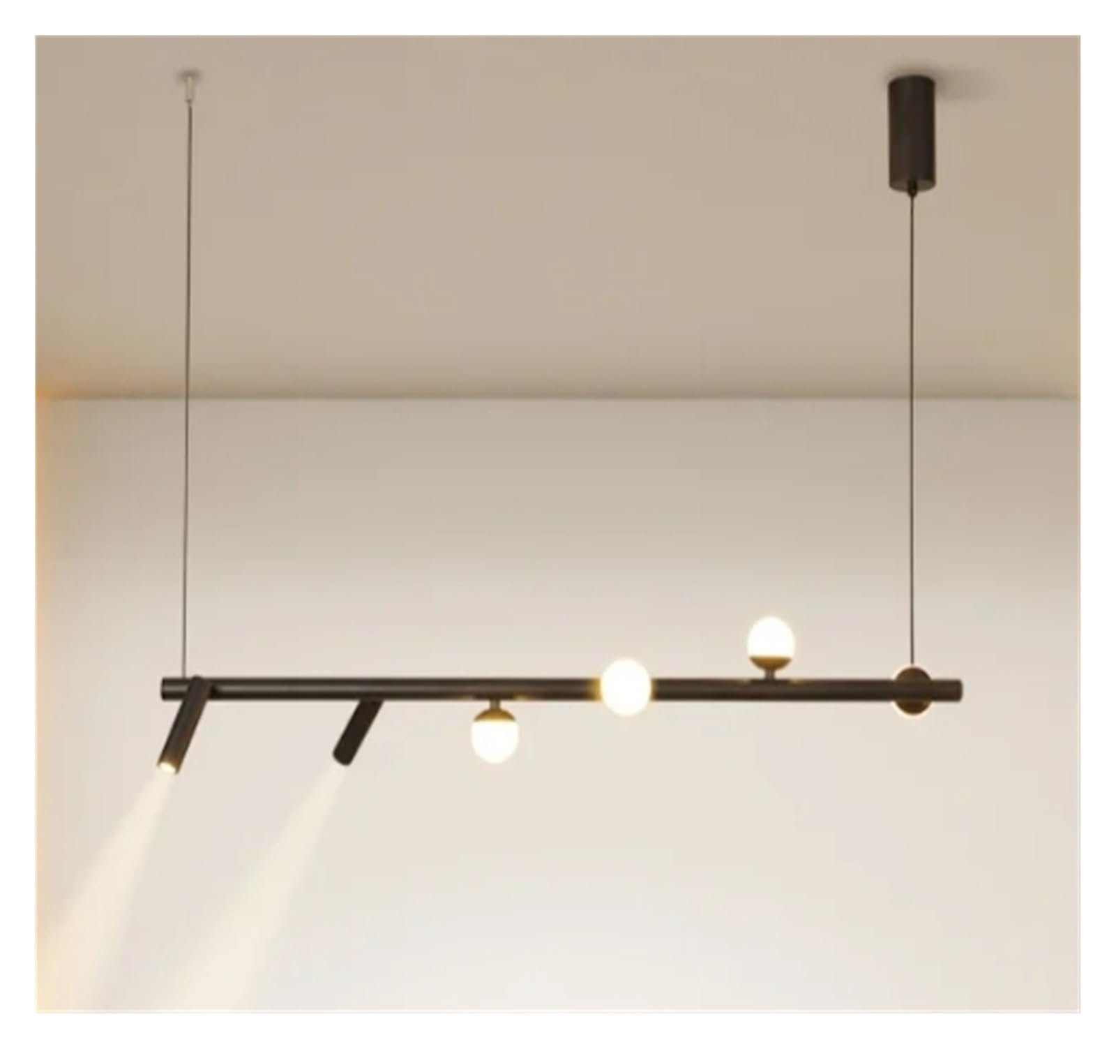 ASerZenith Simple Long Led Chandelier Modern Restaurant Living Room Studio Bedroom Dining Table Decoration Hanging Lamps Lighting Fixtures,Onecolor-6 Heads