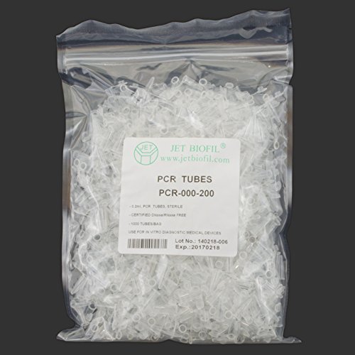 0.2 mL PCR, Tube w/Flat Flip Cap,Sterile, Bag of 1000