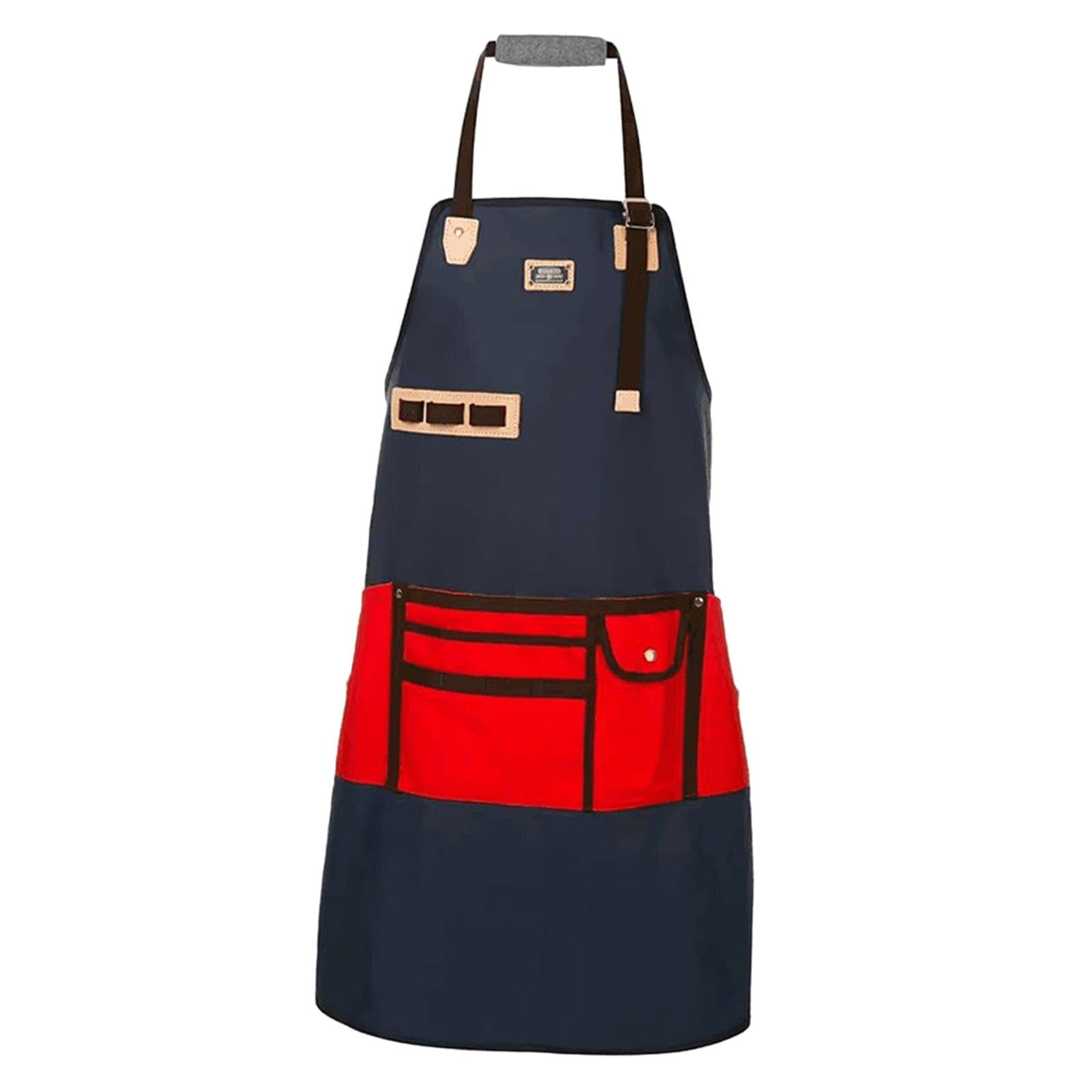 shopora Hairdresser Apron Hair Stylist Apron For Dishwashing Gardening Cosmetologist Blue With Red | Salon & Spa Equipment | Styling Capes & Gowns-picture-49