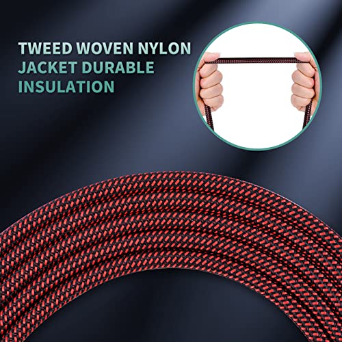 OTraki 2 Stück Klinkenkabel 6,3mm, Gitarrenkabel 2m, Gitarrenverstärker, Geflochten Gitarrenkabel Mit Abgewinkelte Stecker Und 1 Standard Klinke Für Die E-Gitarre, Bassgitarre, Keyboard (Grün + Rot)