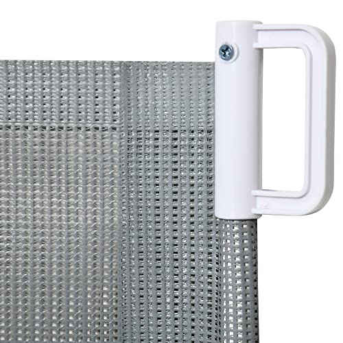PawHut Hunde Türschutzgitter Treppenschutzgitter Treppenschutz Sicherheitstrennwand Trennwand Türschutz Treppenschutzgitter ausziehbar treppenschutzrollo Rollo Einrollbar PVC Grau 115 x 82,5 cm