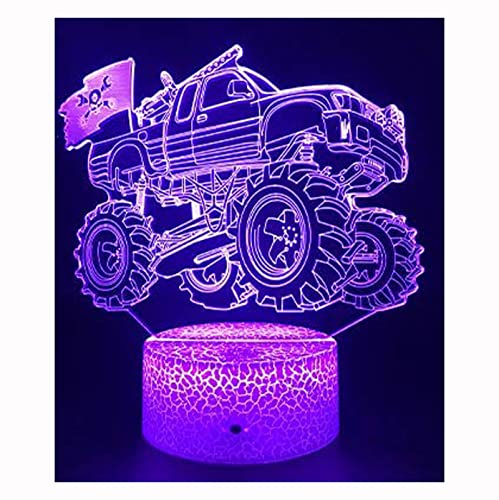 QQAAMZ Monster Trucks Regalo De Luz Nocturna, Luz 3d Con Cable Usb Y 16 Cambios De Color, Táctil Y Control Remoto, Mejor Monster Trucks Boy Regalo De Cumpleaños De Navidad Cover