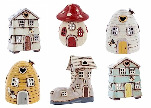 Village Pottery Toadstool House Tealight Holder, Red, M - Image 2