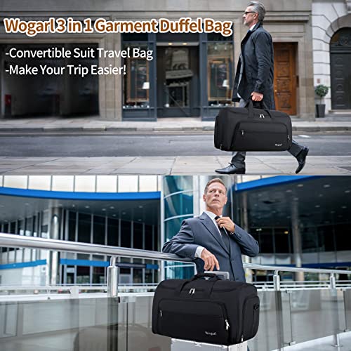 Wogarl 3 In1 Garment Bags For Travel,Convertible Garment Duffle Bags With Shoe Compartment,Detachable Hanging Suit Bag,Sports Gym Duffle Bag With Toiletry Bag For Men Women(Black) #TOP1