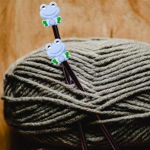 Image of 10 Pack Colorful Frog Knitting Needle Stoppers Knitting Needles Point Protectors Silicone Needle Point Protectors Knitting Accessories and Supplies Knitting Tools