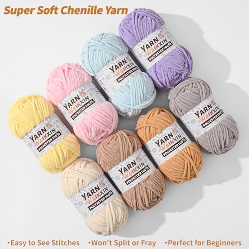 Image of 3 Pack Soft Chenille Yarn for Crocheting, Fluffy Chunky Crochet Yarn for Baby Blanket, (5.29oz /196.8yds) Fuzzy Velvet Yarn for Amigurumi&DIY Puzzle、Crafts、Scarf(3 Aqua Green)