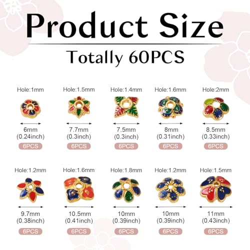 PH PandaHall PandaHall 60pcs Flower Bead Caps Golden Plated Multi Petal Floral Spacer Beads Jewellery Terminators Tassel End Caps for Bracelet Earring Jewelry Making ENAM-YS0001-11-YS-EU - Image 3