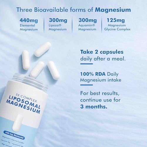 Image of Dr. Morepen 3X Complex Liposomal Magnesium | Aquamin & Magnesium Glycinate | 440mg Elemental | 600 IU Vitamin D2 + K2-7, B6 & B12 | Sleep Support & Muscle Recovery - 60N