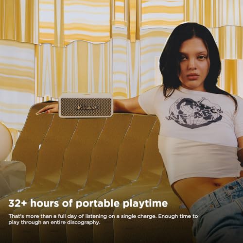 Image of Marshall Emberton III Compact Portable Bluetooth Speaker with 32+ Hours of Playtime, (360 Sound), Dust & Waterproof (IP67) - Cream.