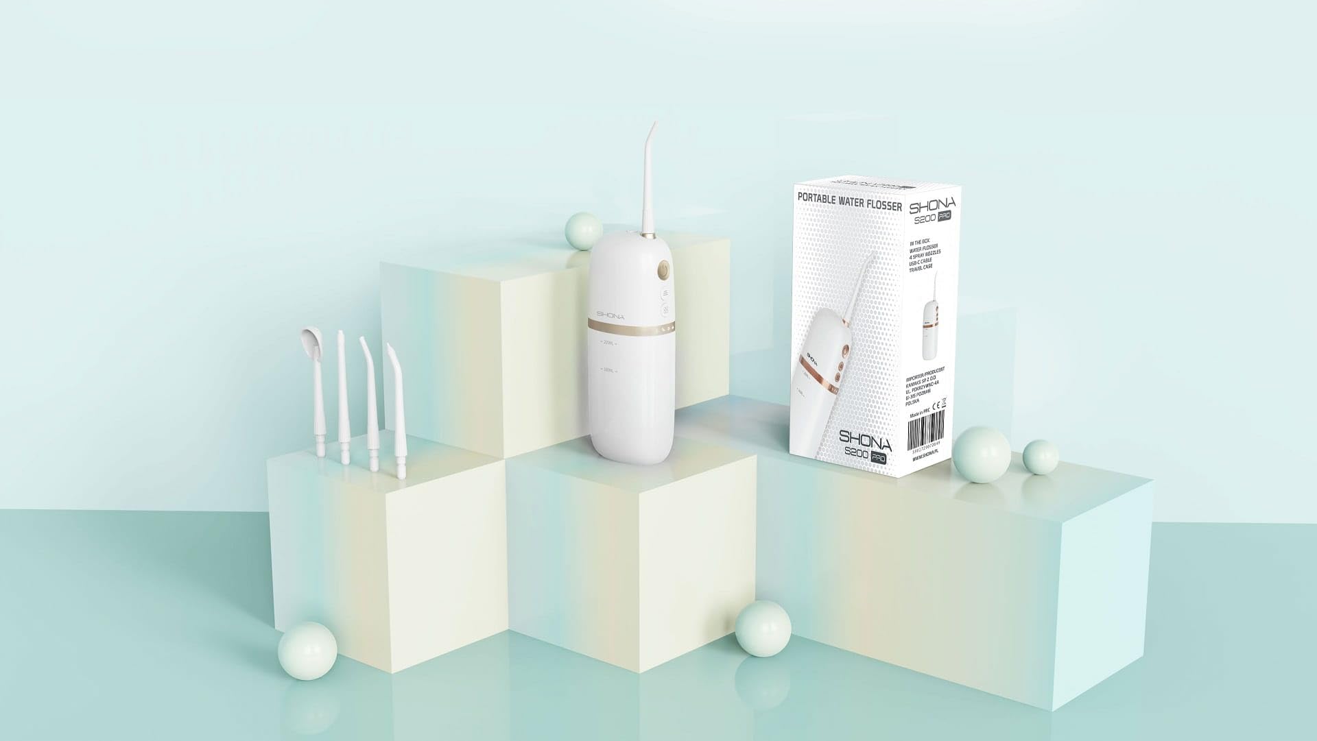 Irrigador dental portátil inalámbrico SHONA S200 PRO 4 modos 3 intensita para el cuidado perfecto y la limpieza de la cavidad bucal