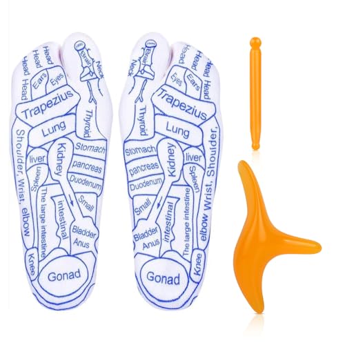 Generic Acupressure Reflexology Socks with Trigger Point Massage Tool,Reflexology Socks Set,Foot Relief and Acupressure Reflexology Foot Massage Socks?women?, White