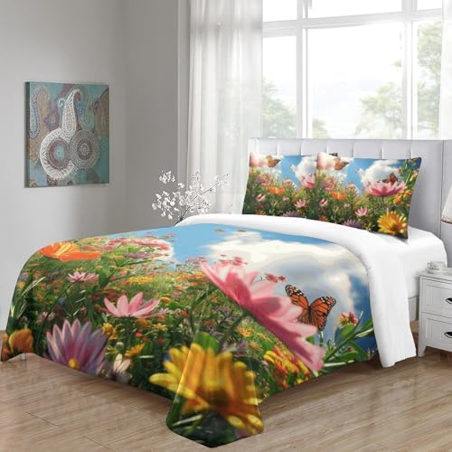 Housse de couette papillons 3D imprimé parure microfibre douce king size