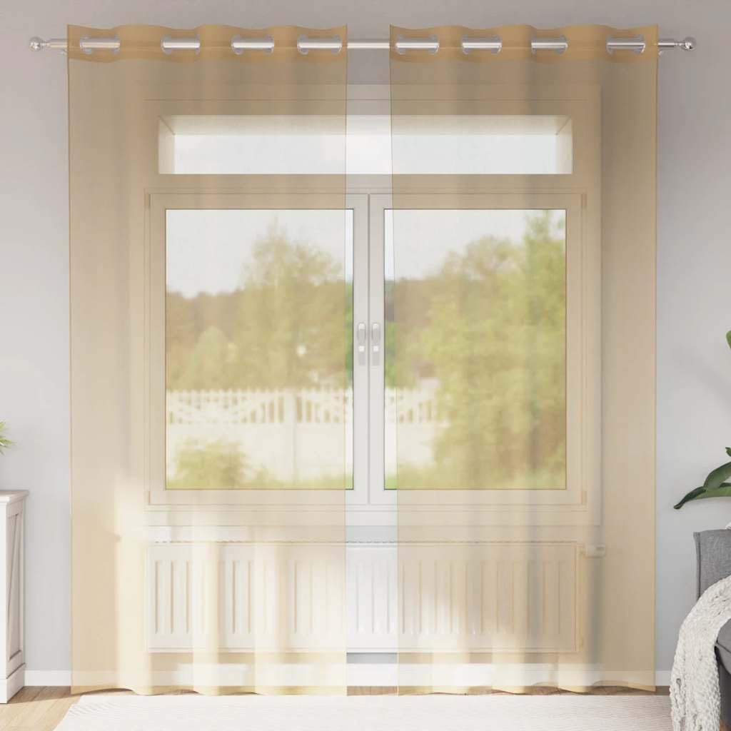 Rideaux en voile de qualité supérieure coloris sable avec œillets métalliques durables