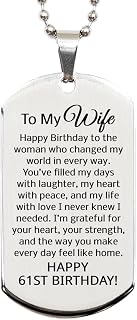 61st Birthday Gifts for Wife - 61st Birthday Dog Tag Necklace for Wife - To My Necklace Stainless Steel