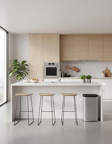 Miniatura 3 de Garvee Cubo de basura de acero inoxidable de 21 galones con tapa, cubo de basura grande para cocina, cubo de basura de metal inoxidable con borde de