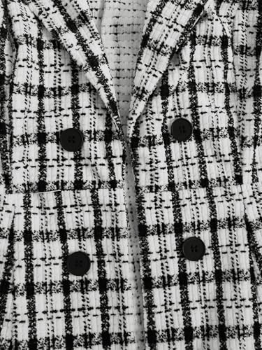 Women's Plus Size 2 Piece Outfit Plaid Lapel Collar Open Front Blazer Vest and Mini Skirt Work Set4