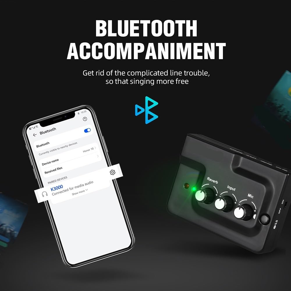 Mixer Audio, K3000 Scheda Audio Trasmissione Live Interfaccia Mixer Eco Esterna con Bluetooth per Studio di Karaoke, Streaming e Registrazione