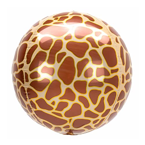 Image of WP WANNA PARTY Giraffe Print Orbz Balloon,Animal Print Foil Balloons for Kids Birthday,Jungle Animal Party Theme Balloons,16 Inches,Brown