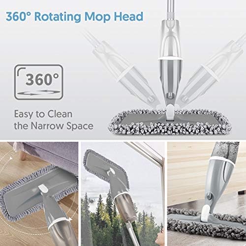Spray Mop Microfibre Mops for Cleaning Floors - EXEGO Floor Mops with Spray For Hard Floors with 3 Mop Cleaning Pads Dust Wet Mop Cleaning Mops 640ML Bottle for Hardwood,Laminate Floors,Ceramic
