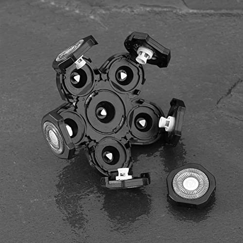 Foxsonic 6 Blades Electric Shaver Replacement Heads 6 Blades Head Shaver Replacement Blades Bald Shaver With Blade Cover Electric Razor Shaver Head (Black) #TOP5