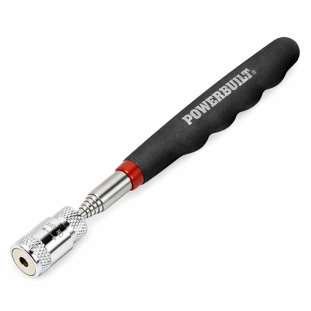 8 lb LED Lighted Telescoping Magnetic Pick-Up Tool, Extends to 25 Inches, Shielded Magnet, Soft-Grip Handle – 940606