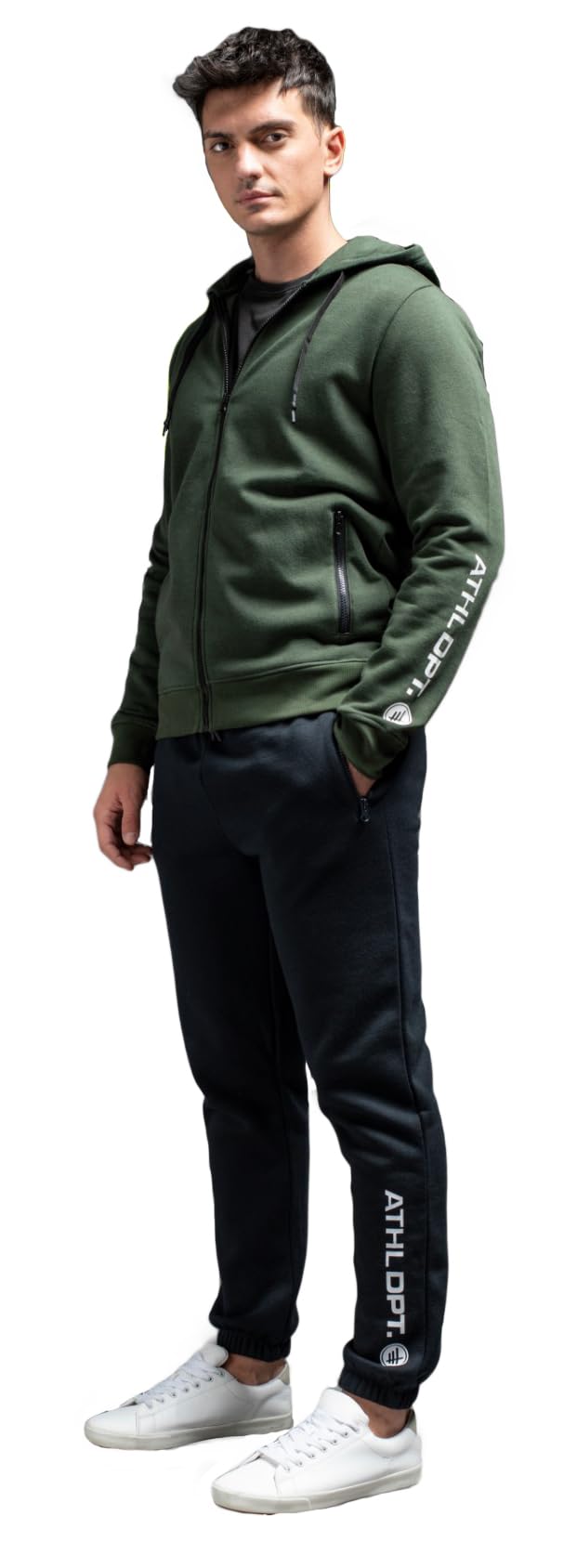 Chándal moderno para hombre con capucha y pantalón deportivo con puños