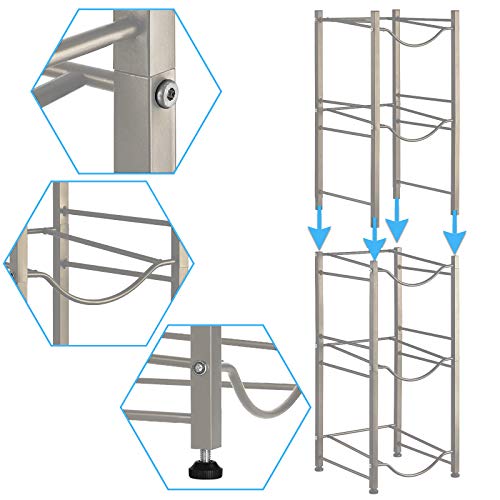 5-Tier Water Bottle Holder Cooler Jug Rack, 5 Gallon Water Bottle Storage Rack Detachable Heavy Duty Chrome Water Bottle Cabby Rack Caddy Carrier with Holder