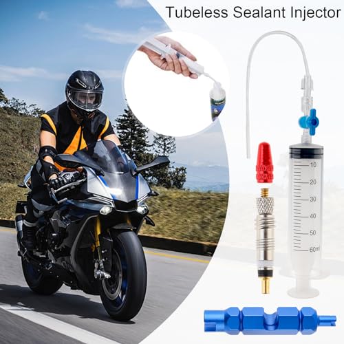 Image of Windance 1 Set 60ml Tubeless Sealant Syringe Kit for Motorcycles Scooters Bicycles with 1 Valve Core Removal Tool, 6pcs French Valve Cores, 6pcs Valve Caps, Tire Repair Tool Injector