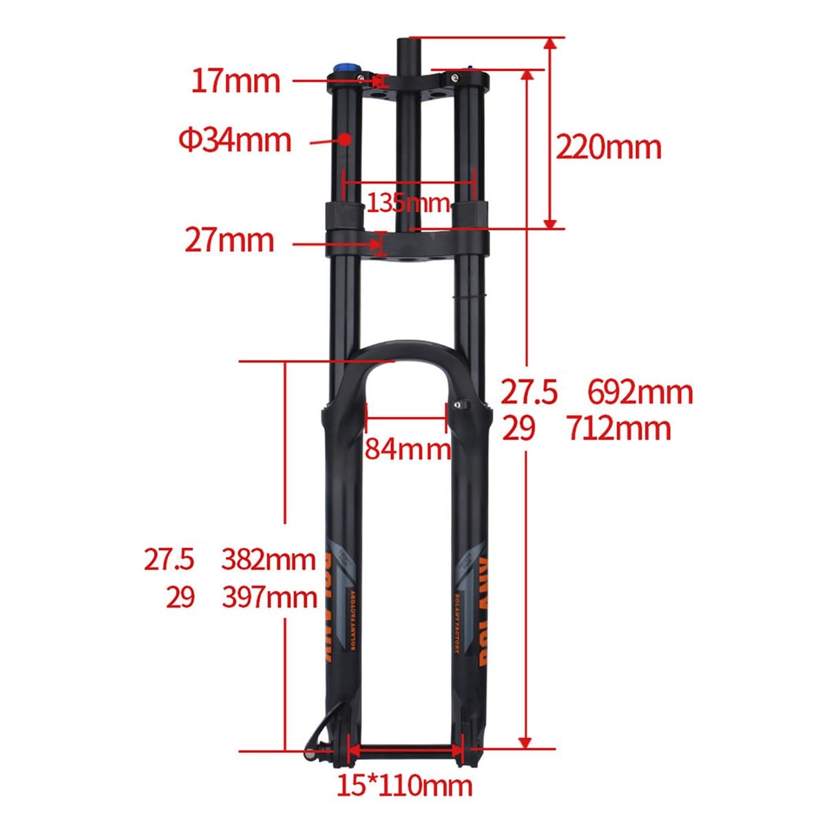 26"/27,5"/29" BOOST Air Mountain Bike widelec amortyzowany podwójne ramię rower zawieszenie przednie 160 mm 1-1/8" prosta rura wał 15x110 mm hamulec tarczowy widelce MTB do XC/AM/DH