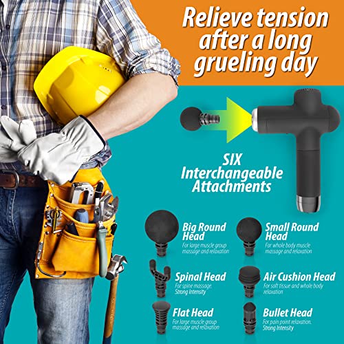 Massage Medik Powerful Handheld M Pulse Rx Massage Gun, Quiet Deep Tissue Massager For Back And Neck Percussion For Foot Massage Massagers With 3300Rpm Motor 2400Mah 6 Types Of Massage Heads (Black) #TOP3