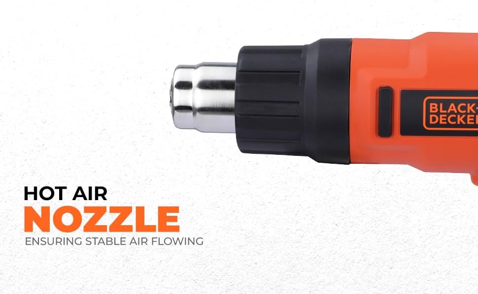 Close-up of the hot air nozzle, showing its design for stable airflow.