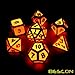 Bescon Super Glow in The Dark Metal Polyhedral Dice Set Golden and Rose, Luminous Metallic RPG Role Playing Game Dice 7pcs Set