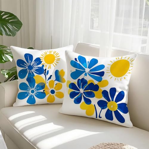 Housse coussin 80x80cm imperméable velours bleu contre taches salon