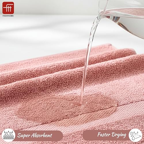 Image of Fash Home 600 GSM Combed Cotton Bath Towel 75x150 cm - Ultra Soft, Quick Dry, Highly Absorbent, Luxury Bathroom Towel, 1 Piece (Peach)