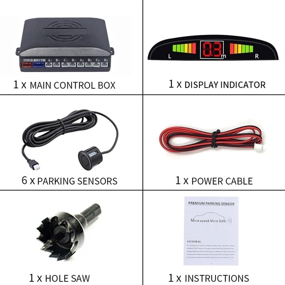 Kit sensori parcheggio Sensore di parcheggio con display digitale | Sensore di parcheggio con display digitale per auto con di rilevamento del monitor radar di parcheggio di retromarcia