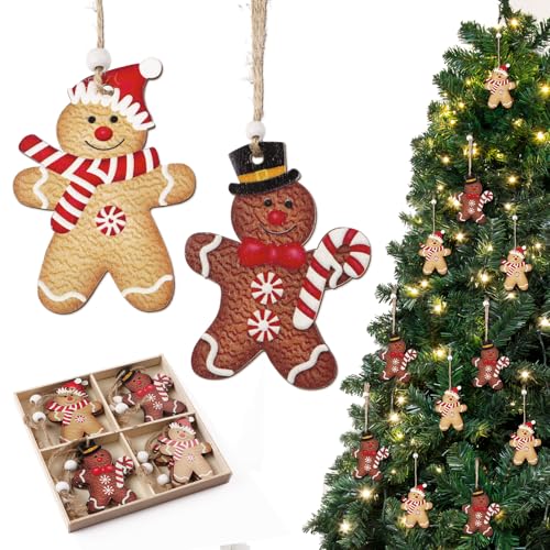 12 Stück Lebkuchenmann Weihnachtsbaumanhänger Holz zum Basteln...