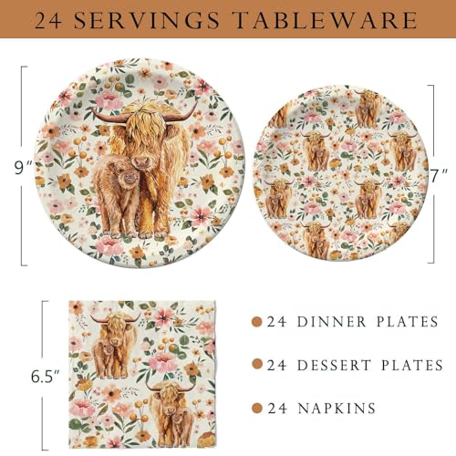 Highland-Cow-Party-Plates-Napkins-Boho-Floral-Highland-Cow-Baby-Shower-Decorations-for-24-Guests-Disposable-Tableware-for-Farmhouse-Theme-Birthday-Party-Supplies Highland Cow Party Plates Napkins Boho Floral Highland Cow Baby Shower Decorations for 24 Guests Disposable Tableware for Farmhouse Theme Birthday Party Supplies