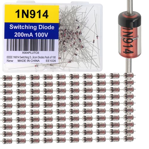 EEEEE 1N914 Diode (100pcs) Small Signal Fast Switching Diodes High-Speed Axial 200mA 100V 200 mA 100 Volt IN914 914 Switching Diode Electronic Silicon Diodes