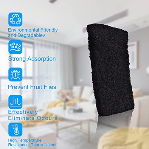 ANOTHEEE 8Pcs Compost Bin Filters, Carbon Odour Filter for Joseph Joseph Food Waste Caddy and Bins Replacement Filters Compost Bin Filters Charcoal Rectangle Activated Carbon Filters Pad for Kitchen