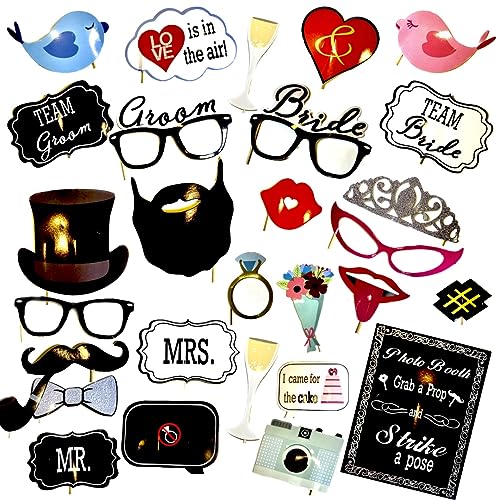 Image of WANNA PARTY Bride to Be Props 30 PCs /Wedding Photobooth Props /Team Bride Photo Props /Team Groom Photo Props for Wedding Celebration