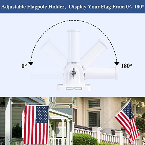 Nq Flag Pole Holder Adjustable, Flag Pole Bracket For Outside House Heavy Duty Aluminum, Multi-Position Flag Pole Mounting Bracket Rust Free With Hardwares, 1" Inner Diameter (White- 1 Pack) #TOP2