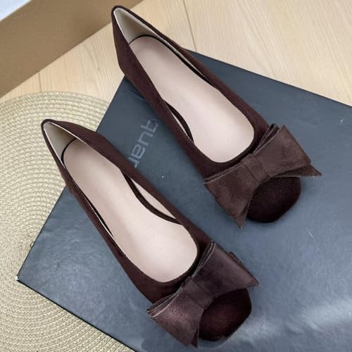 INEELUYI Bowtie Ballets Flats for Women Square Toe Casual Sweety Comfortable Dressy Flat Ballerina Shoes2