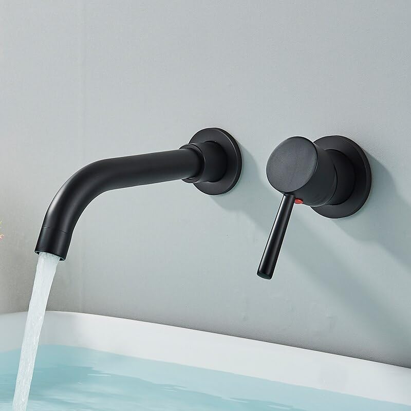 Mitigeur de bain mural encastrable contre les traces de calcaire noir mat