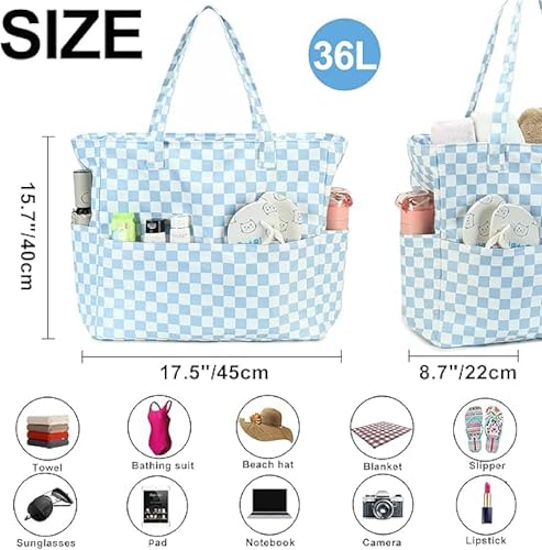 Image of Waterproof Beach Tote Pool Bags for Women Ladies Extra Large Gym Tote Carry On Bag With Wet Compartment for Weekender Travel